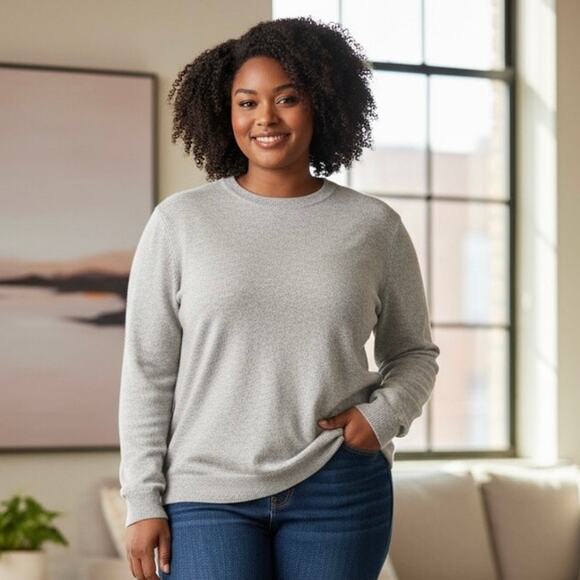 Charter Club Plus NWT 100% Cashmere Sweater Light Gray Luxury - Picture 1 of 9